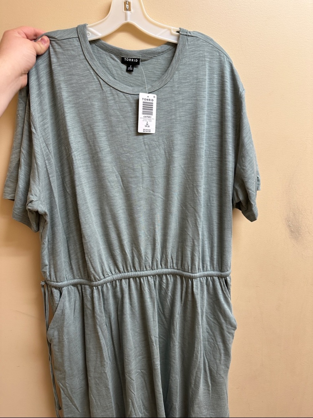 torrid sage green drawstring-waist tunic
